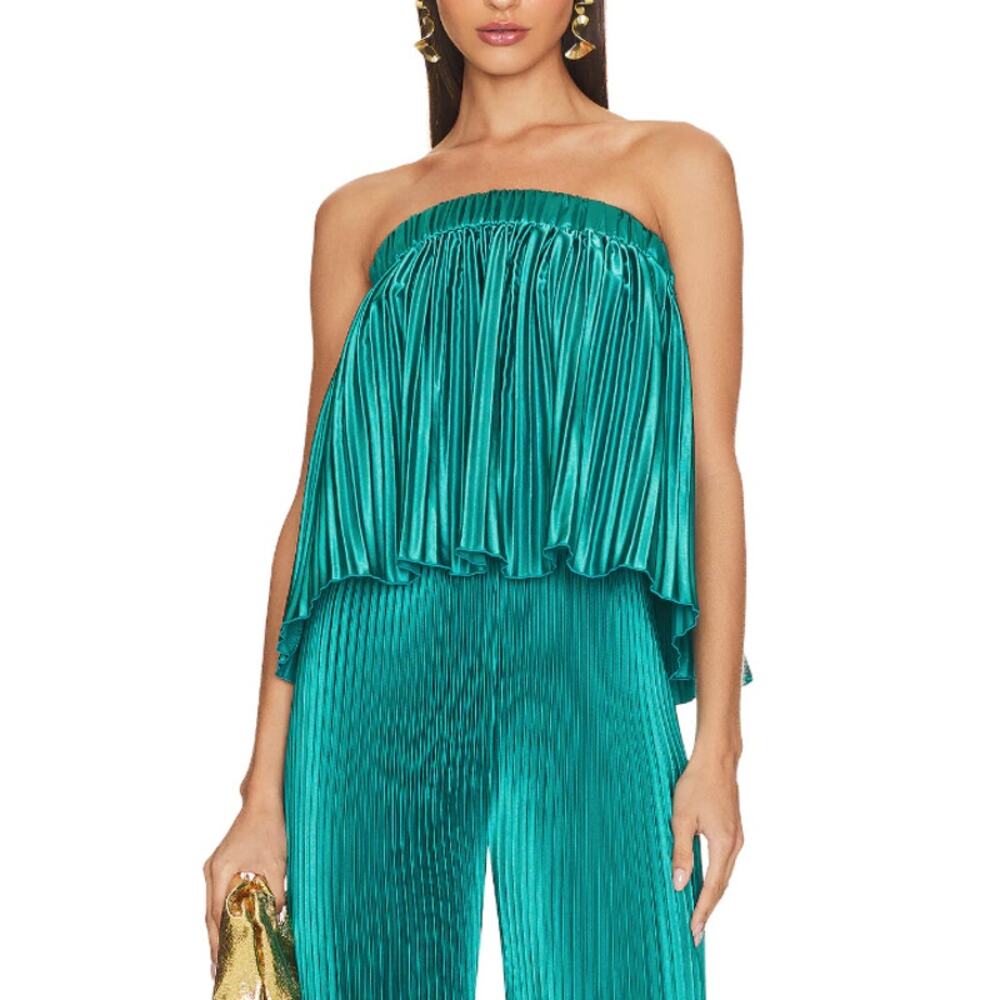 L'Idee 'Reveries' Green Plisse Top Size S - NWT - Picture 1 of 4